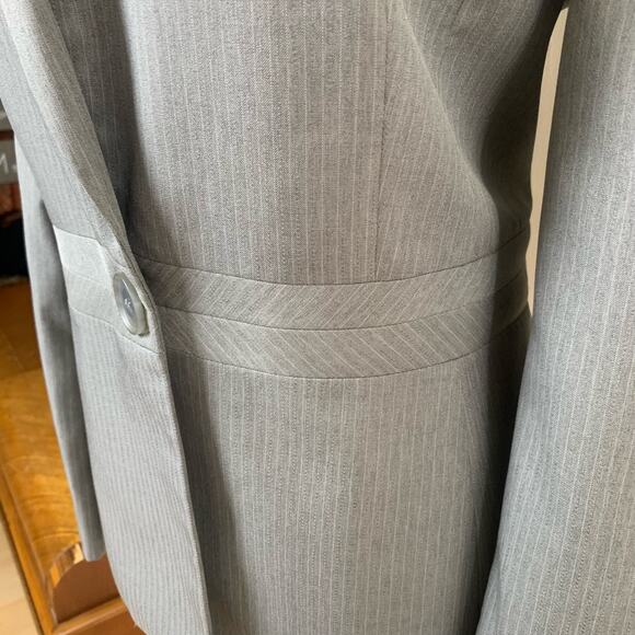 Kasper Size 16 Women's Pinstripe Blazer Jacket Gray Single Button Office Career - Picture 9 of 11